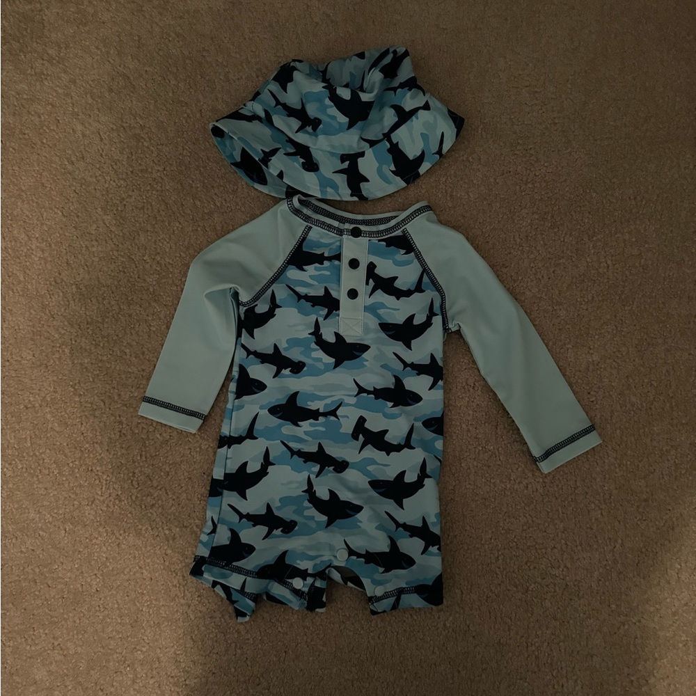 Mud Pie 3-6M swimsuit with matching hat